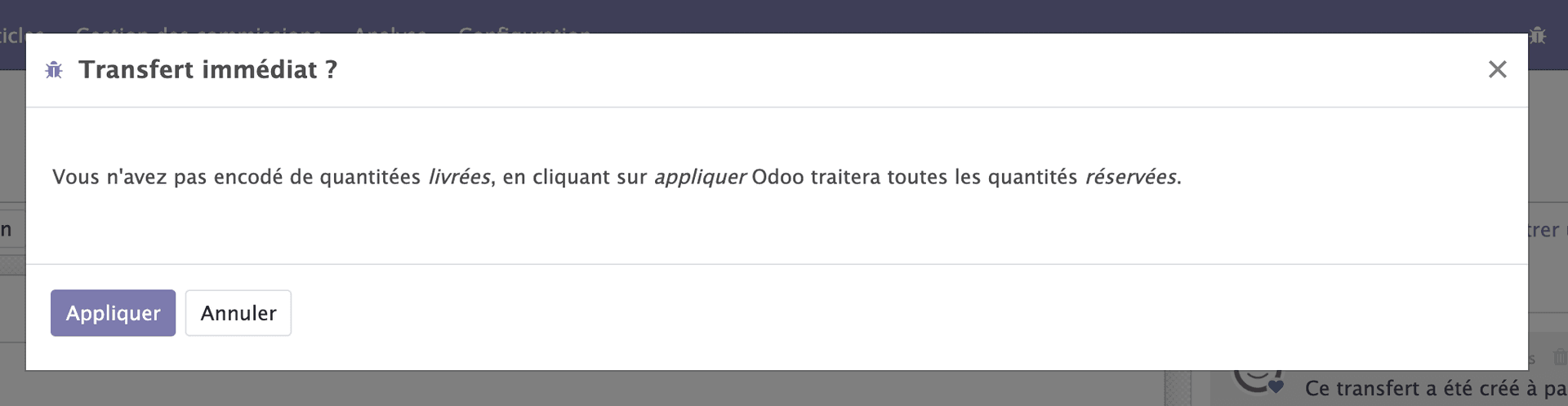 Gestion du stock pour la livraison