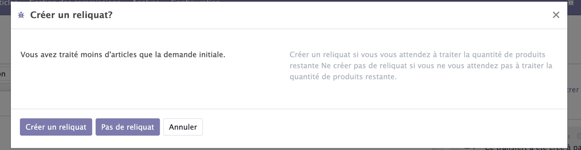 Gestion du stock pour la livraison