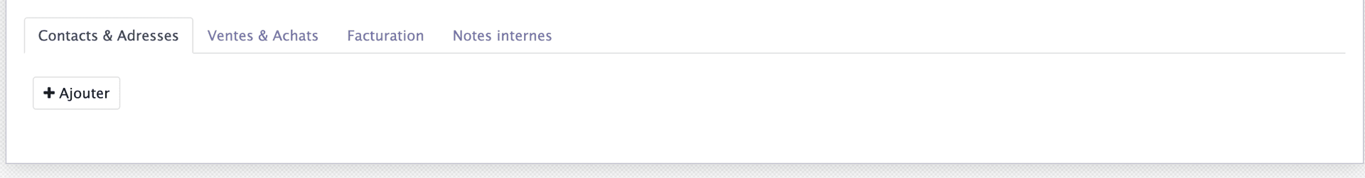 Onglets du formulaire de création de client Négoce