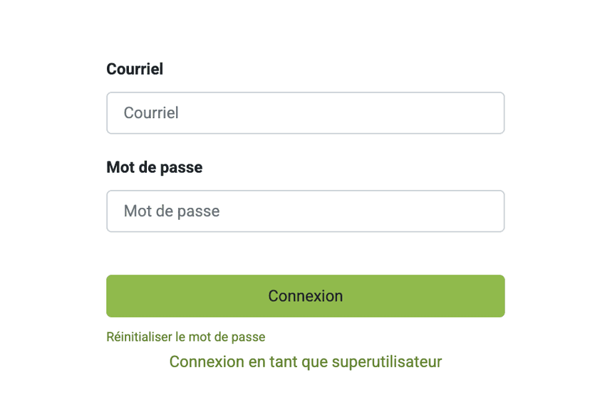 Formulaire de connexion Négoce