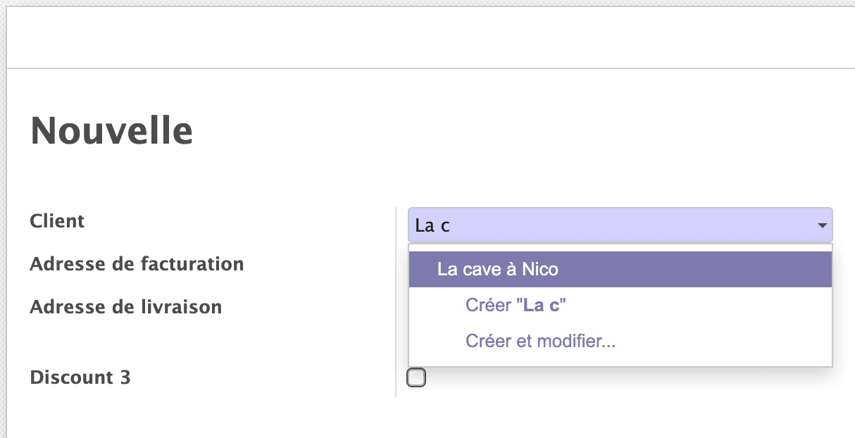Formulaire de création de devis Négoce