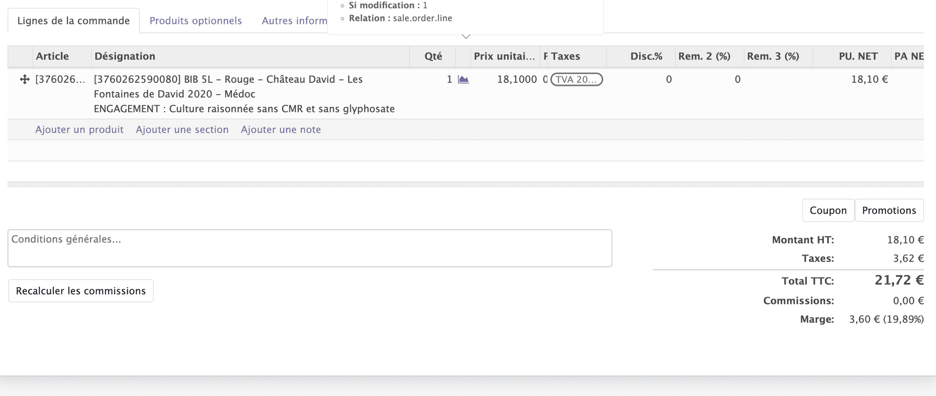 Formulaire de création de devis Négoce
