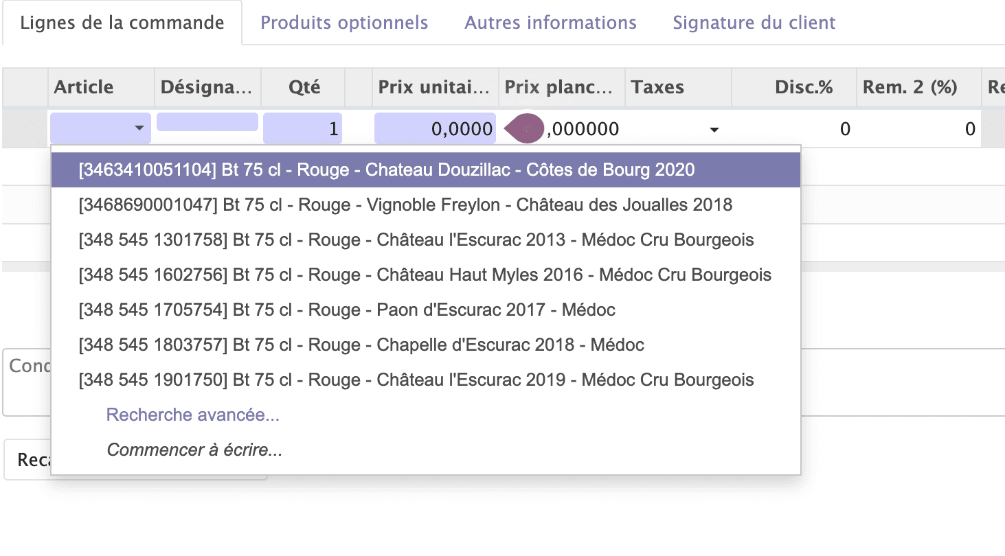 Formulaire de création de devis Négoce