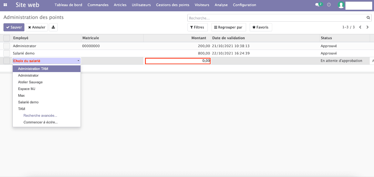 Modifier une commande validée