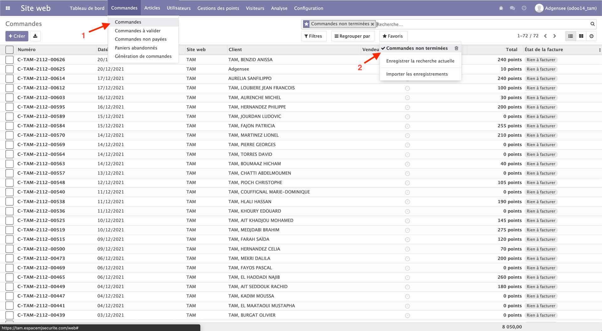 Modifier une commande validée